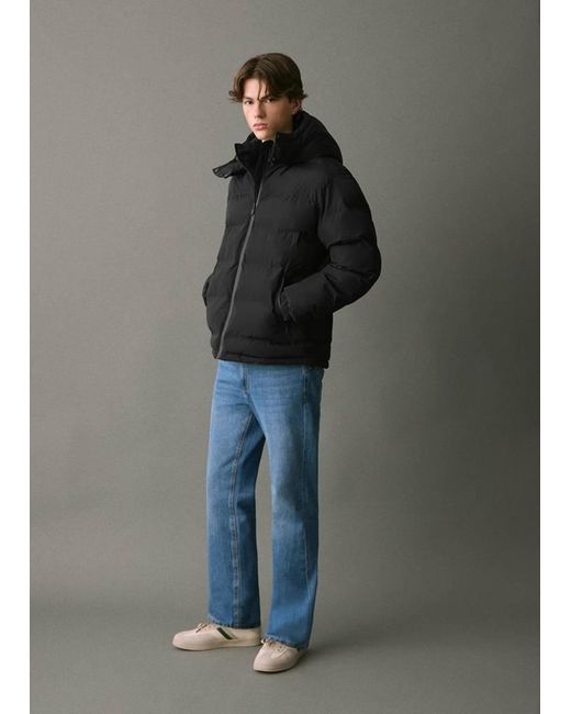 MANGO TEEN Gray Hood Puffer Coat for men