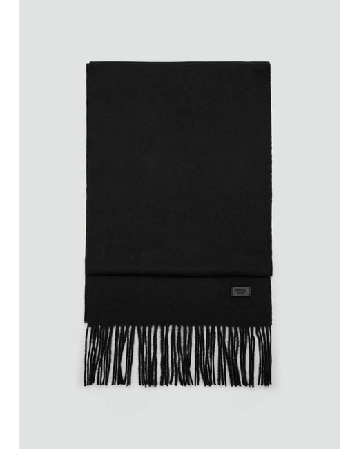 Mango Black Plain Fringed Scarf for men