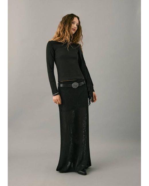 MANGO TEEN Black Semi-Transparent Knitted Skirt With Star