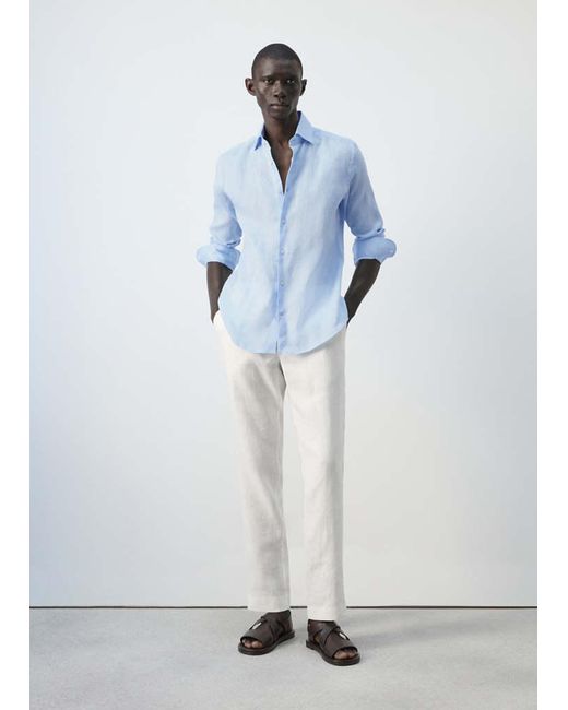 Mango White 100% Linen Slim-Fit Shirt for men