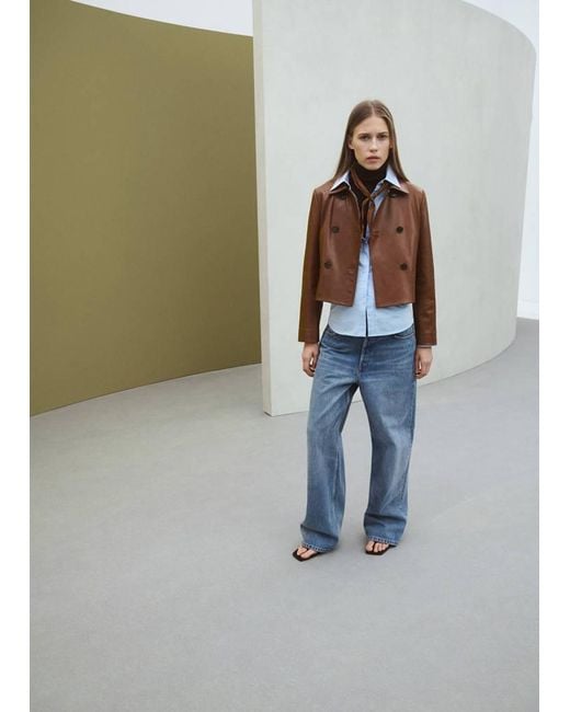 Mango Multicolor Double-Breasted Leather Jacket