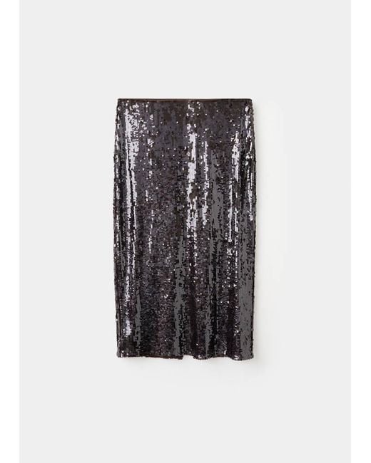 Mango Blue Sequin Midi Skirt