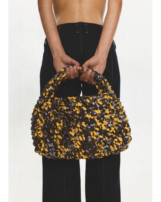 Mango Multicolor Handmade Woven Leather Handbag