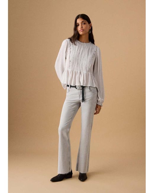 MANGO TEEN Natural Flared Cropped Jeans With Studs