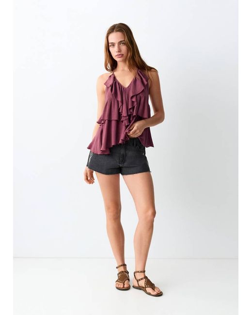 MANGO TEEN Red Halter Neck Ruffled Top