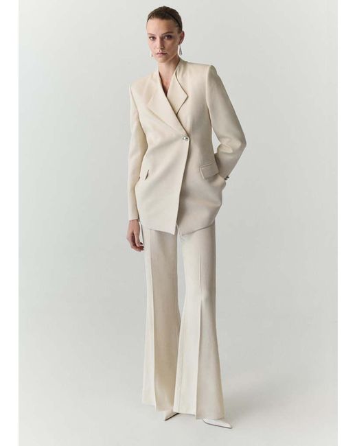 Mango Natural Blazer Suit Lapel Detail
