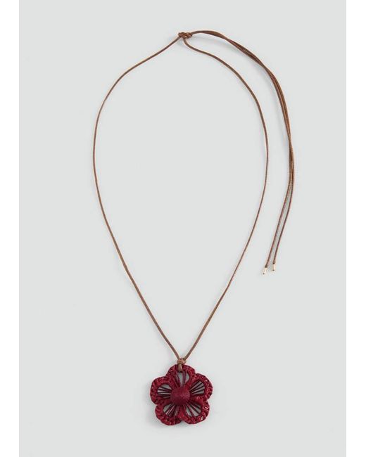 MANGO TEEN Red Raffia Flower Necklace