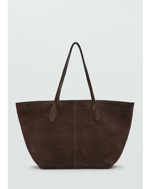 Mango Brown Suede Shopper Bag