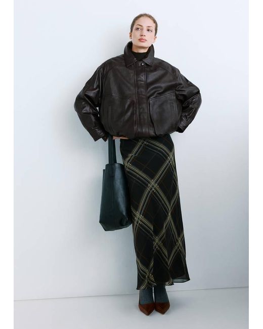 Mango Black Oversized Leather Jacket