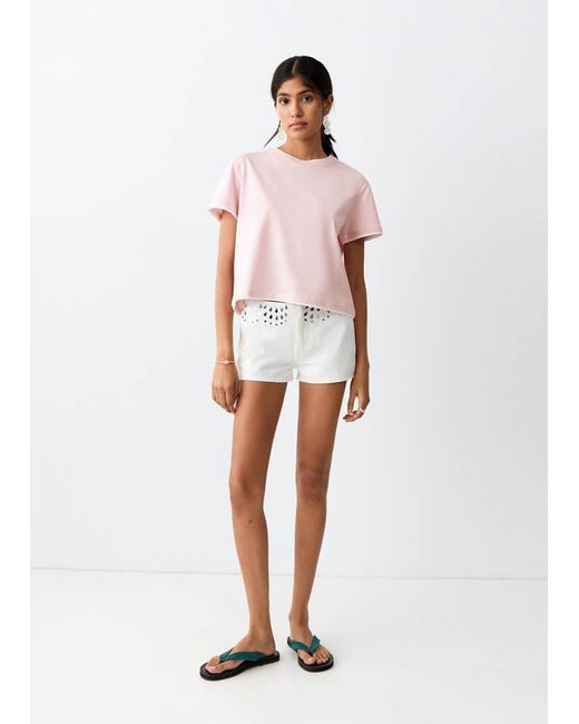 MANGO TEEN White Short Sleeve Double-Layer Effect T-Shirt