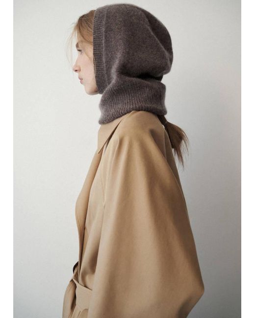 Mango Brown Knitted Cashmere Wool Balaclava