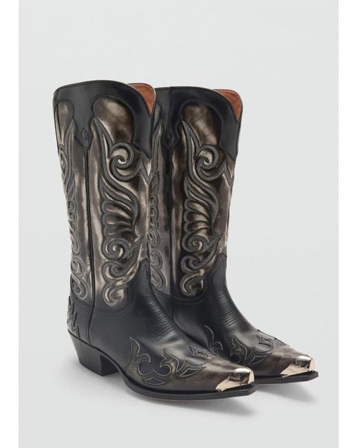Mango Brown Two-Tone Leather Cowboy Boots