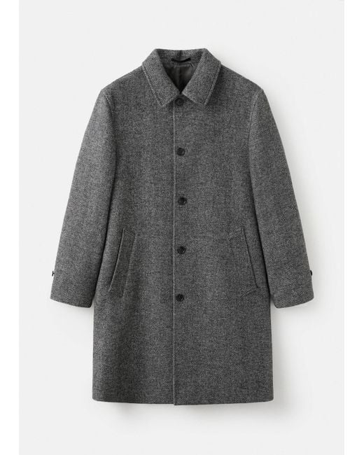 Mango Gray Herringbone Wool-Blend Coat for men