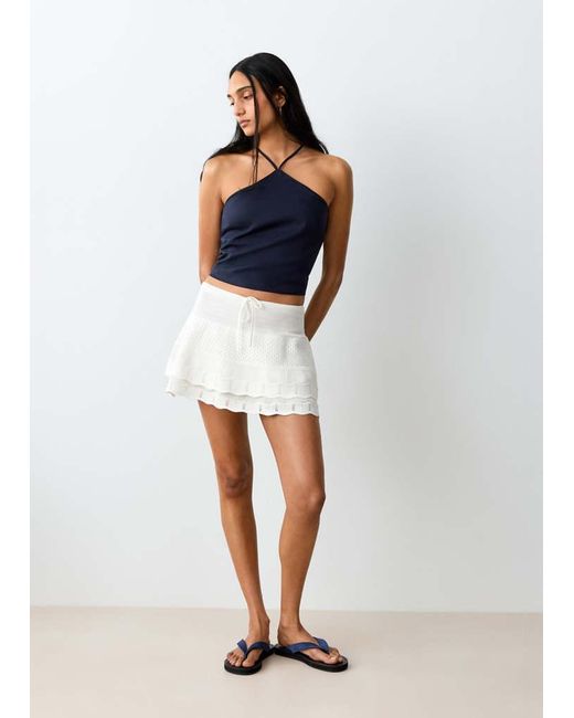 MANGO TEEN White Crochet Ruffle Skirt