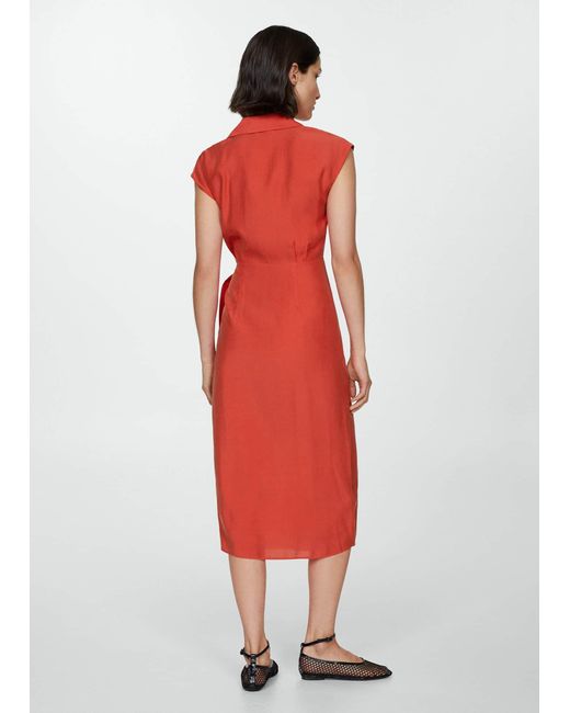 Mango Red Bow Modal Dress