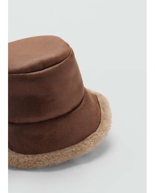 Mango Gray Shearling Bucket Hat