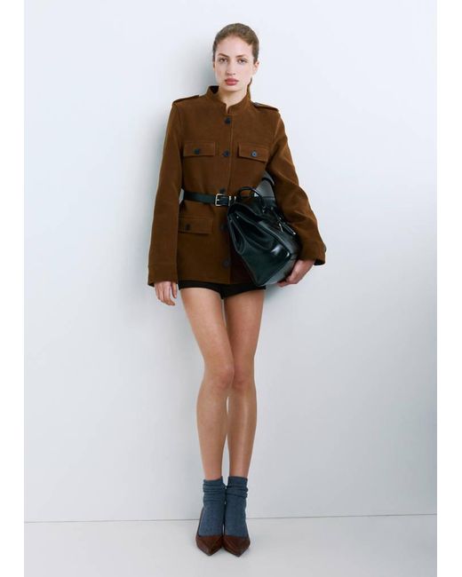 Mango Multicolor Collarless Jacket With Pockets