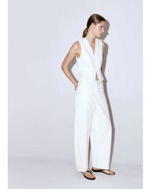 Mango White Balloon Crop Jeans