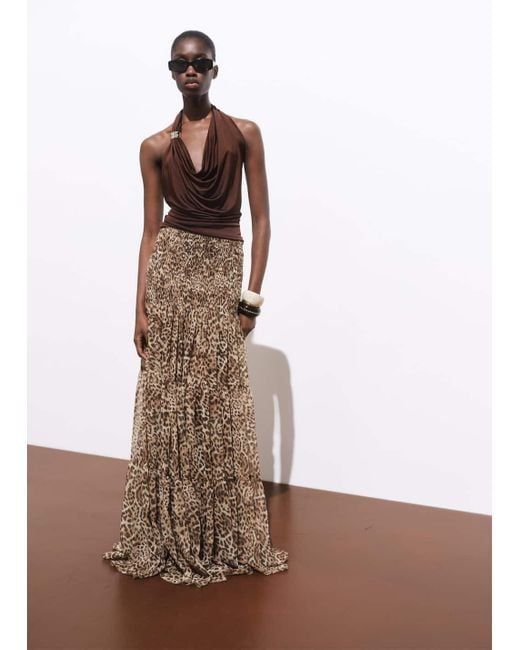 Mango Brown Leopard-Print Maxi-Skirt