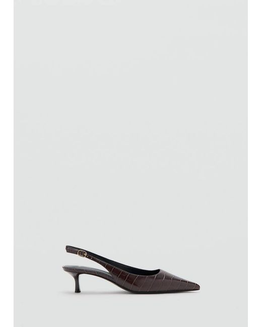 Mango White Croc-Effect Heeled Shoes