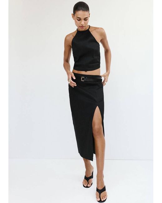 Mango Black Midi Skirt