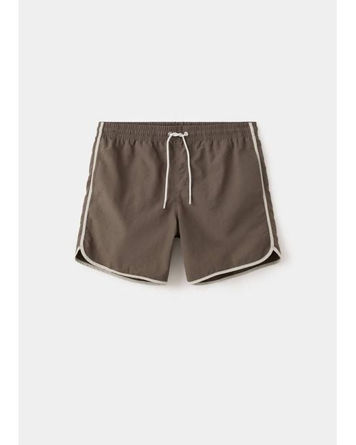 Mango White Basic Drawstring Swimsuit for men