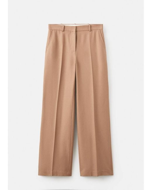 Mango White Straight Wool-Blend Suit Trousers