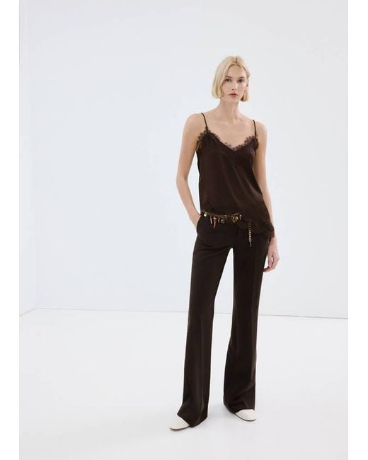 Mango White Mid-Rise Flare Trousers