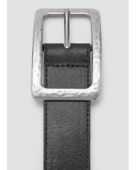 Mango Gray Textured Square Buckle Belt