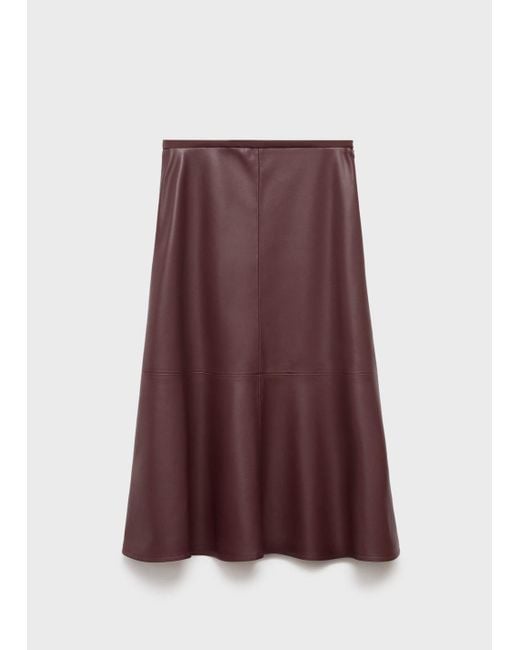 Mango White Leather-Effect Midi-Skirt