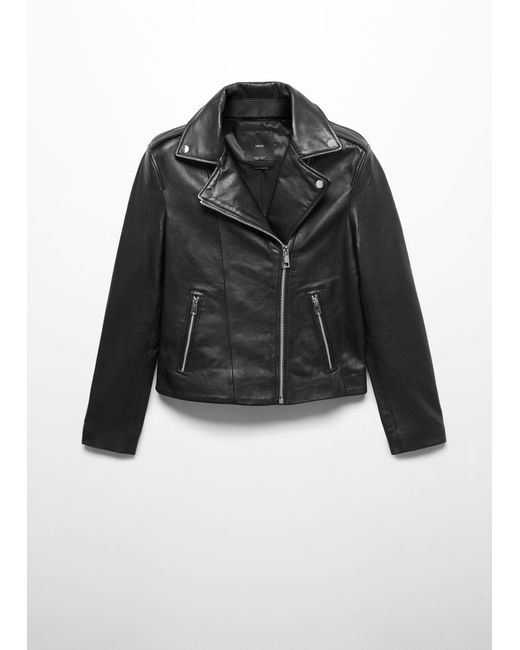 Mango Black Leather Biker Jacket
