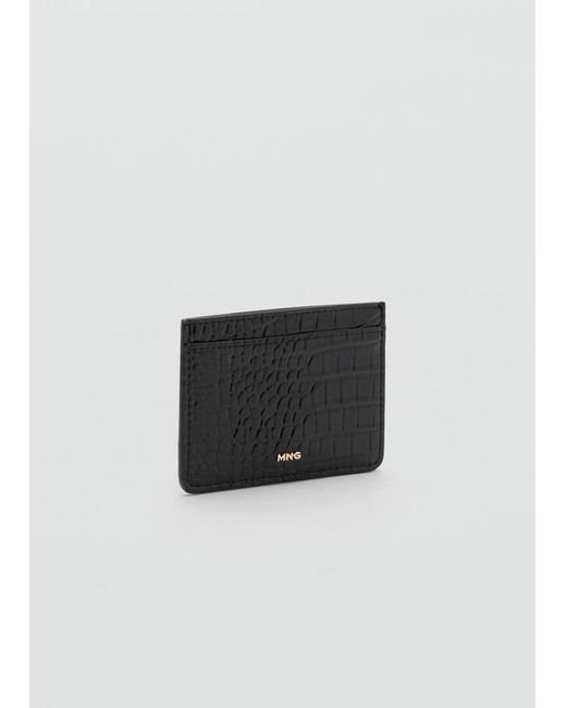Mango White Shiny Croc-Effect Cardholder