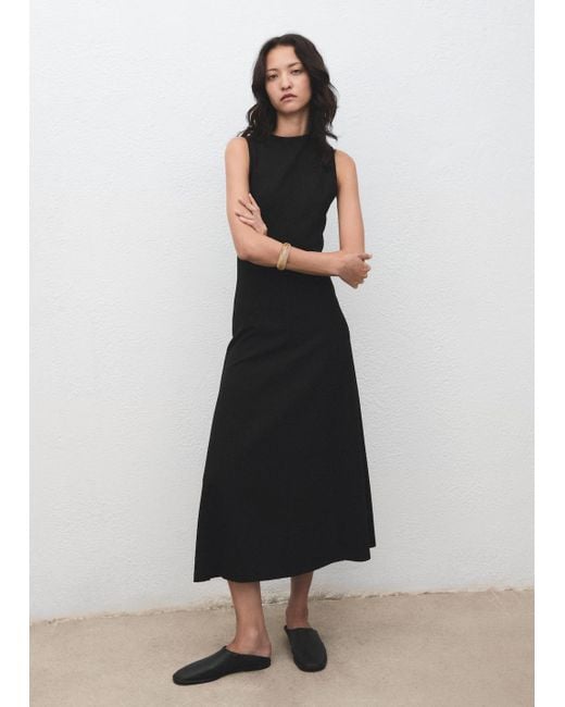 Mango White Midi-Dress With Stitching