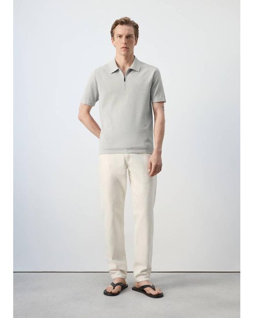 Mango Gray Comfort Stretch Zip Polo for men