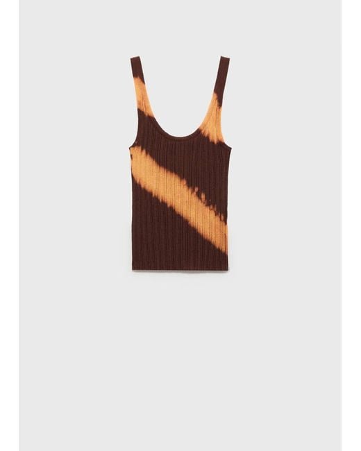 Mango White Tie-Dye Knitted Top