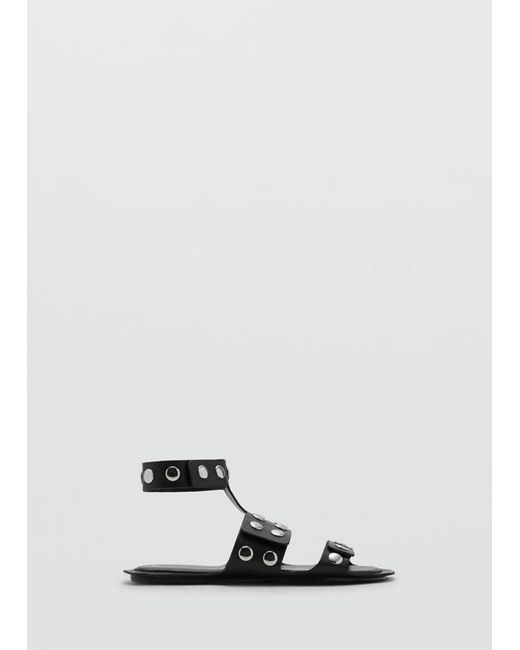 Mango Green Studded Leather Sandals