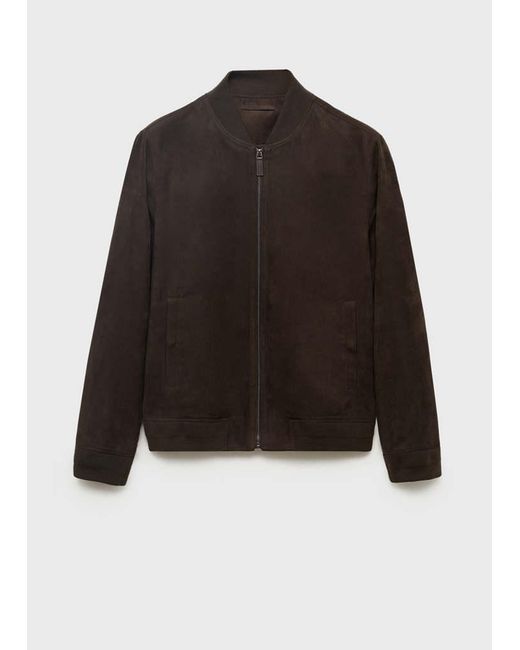 Mango Blue Suede-Effect Bomber Jacket for men
