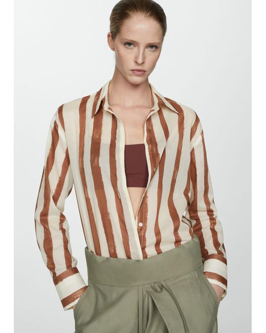 Mango Multicolor 100% Cotton Striped Shirt