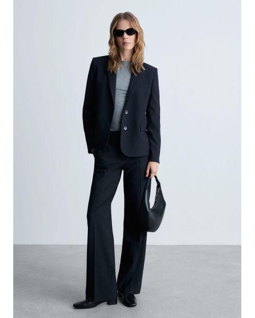 Mango Blue Pinstripe Suit Blazer