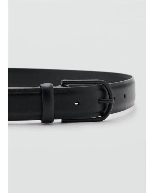 Mango Black Nappa Leather Belt for men