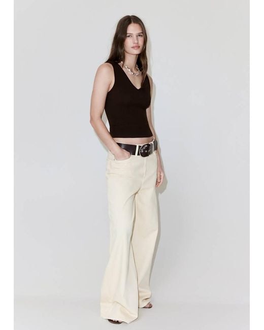 Mango White Fine-Knit Top