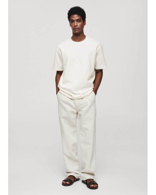 Maglietta 100% cotone relaxed-fit di Mango in White da Uomo