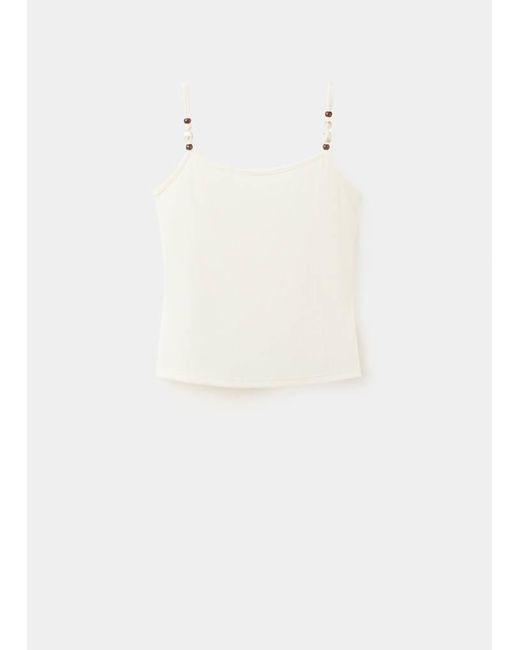 Mango Natural Thin Strap Embellished Top