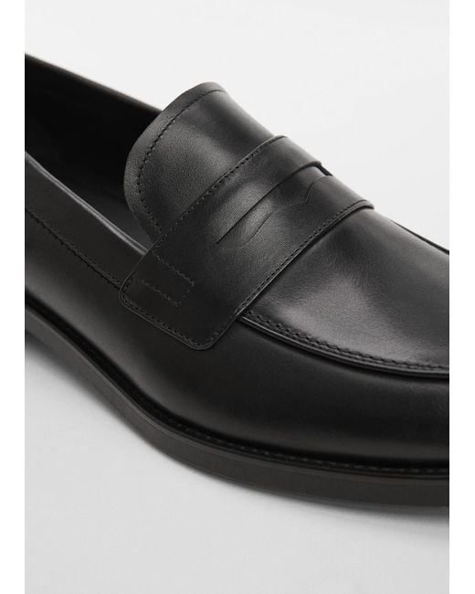 Mango Blue Aged-leather Loafers for men
