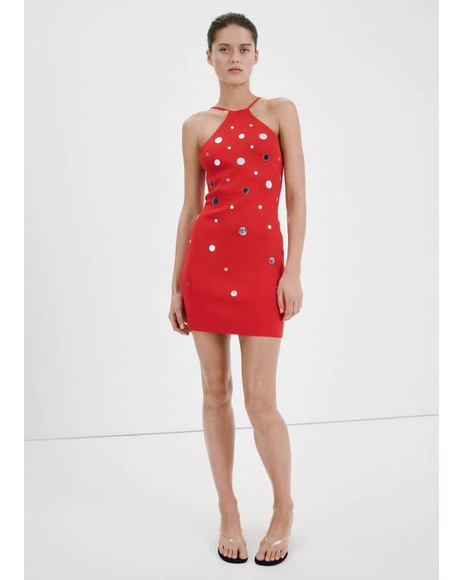 Mango Red Halter-Neck Knitted Dress