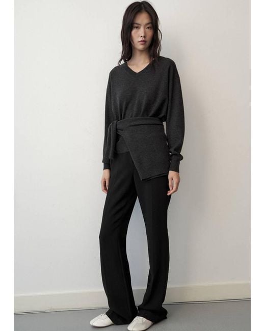 Mango Black 100% Wool V-Neck Sweater
