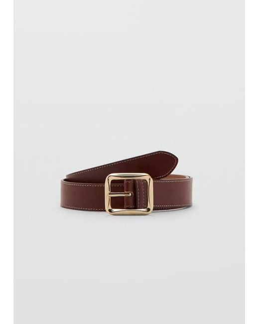 Mango Brown Square Buckle Belt