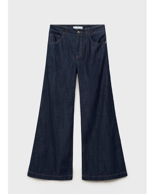 Mango Blue Wide Leg Mid-Rise Jeans