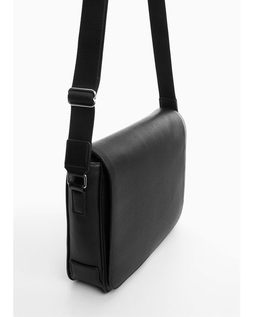 Mango Black Leather-effect Shoulder Bag for men