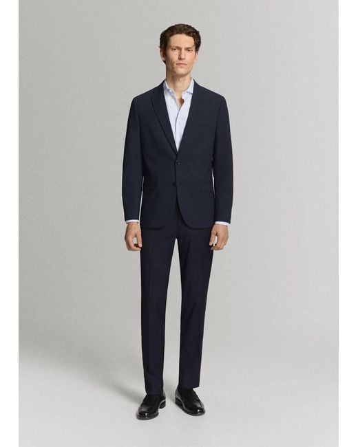Mango Blue 100% Cotton Slim-Fit Suit Shirt for men